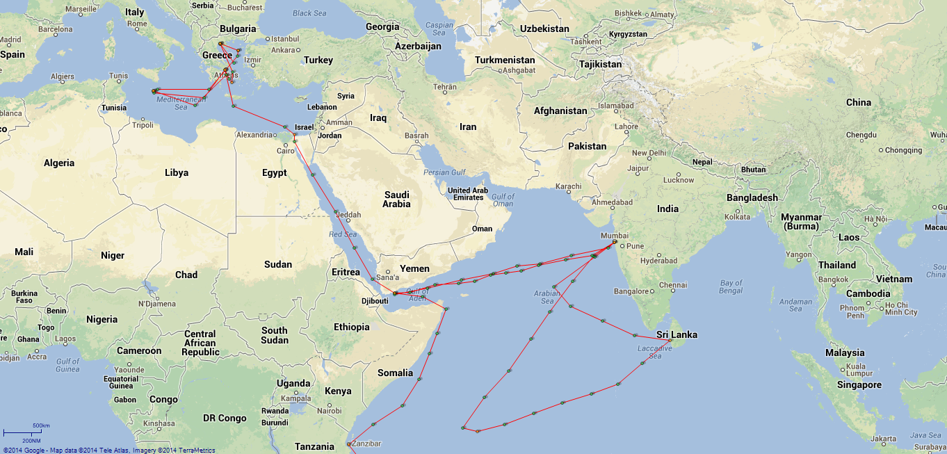 JP map Exmouth Red Sea to Sri Lanka