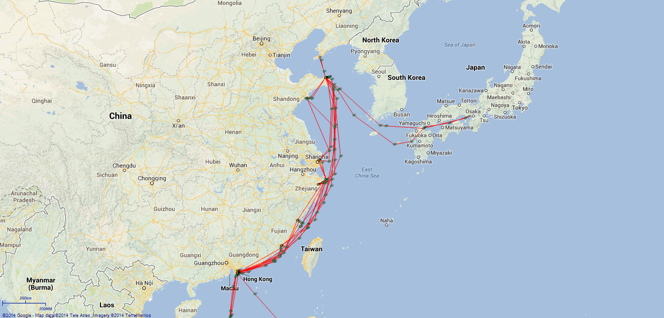 JP map Titania Hong Kong - Japan