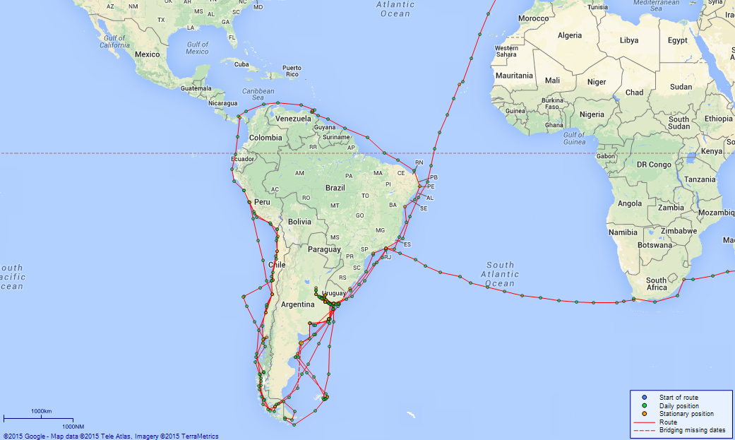 JP map Southampton South America