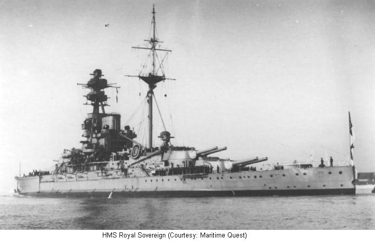 HMS Royal Sovereign, British battleship, WW2